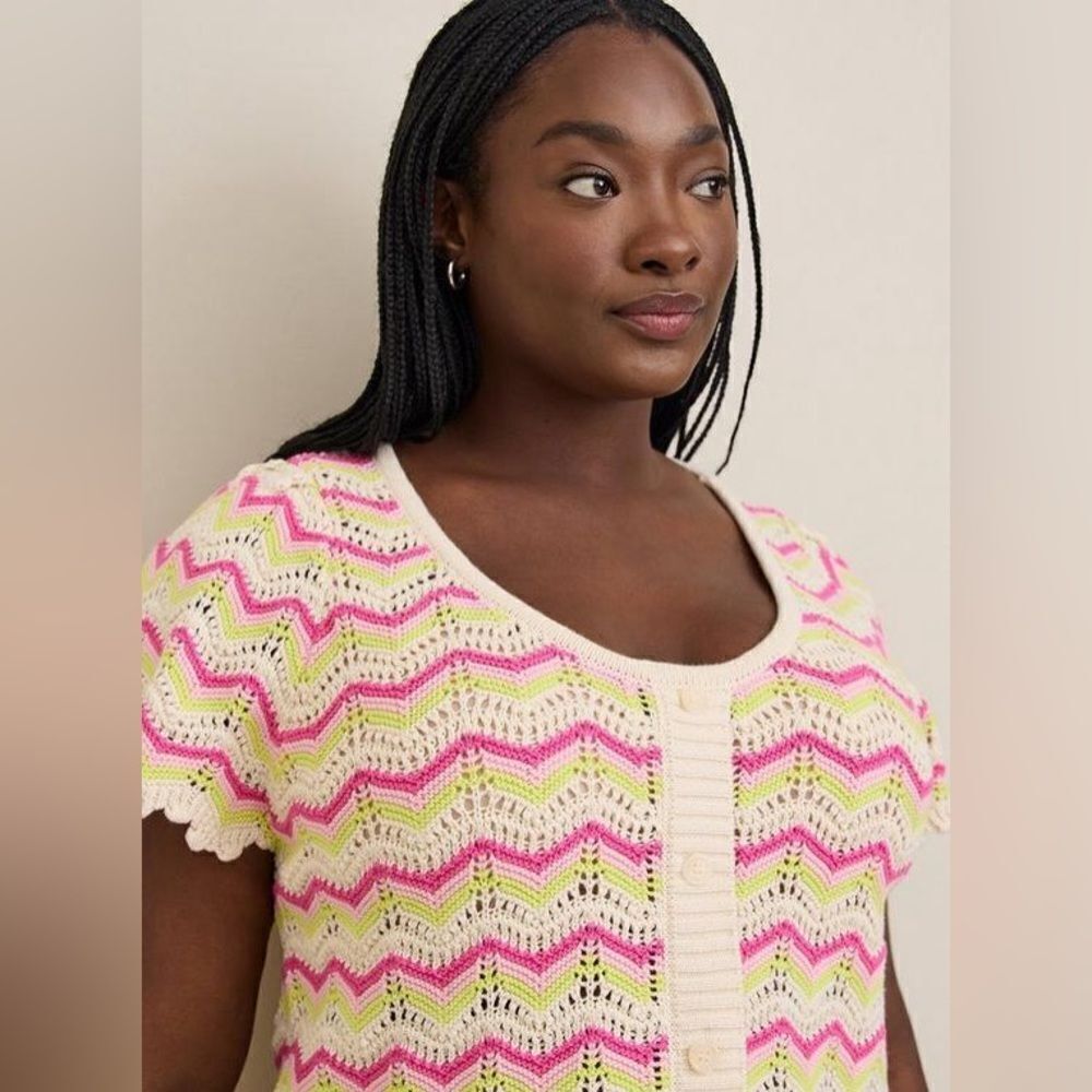 Torrid Pointelle Pullover Flutter Sleeve Sweater … - image 5